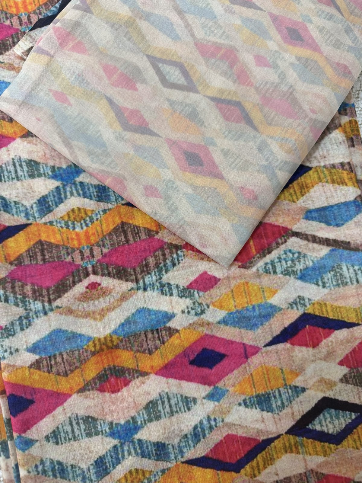 Cotton Fabric – Multicolor Diamond Print