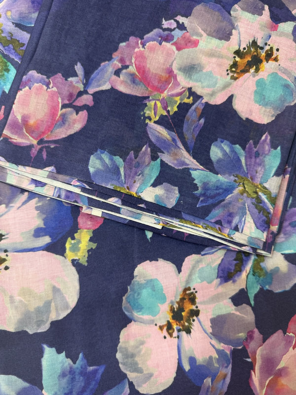 Cotton Fabric – Navy Floral Print