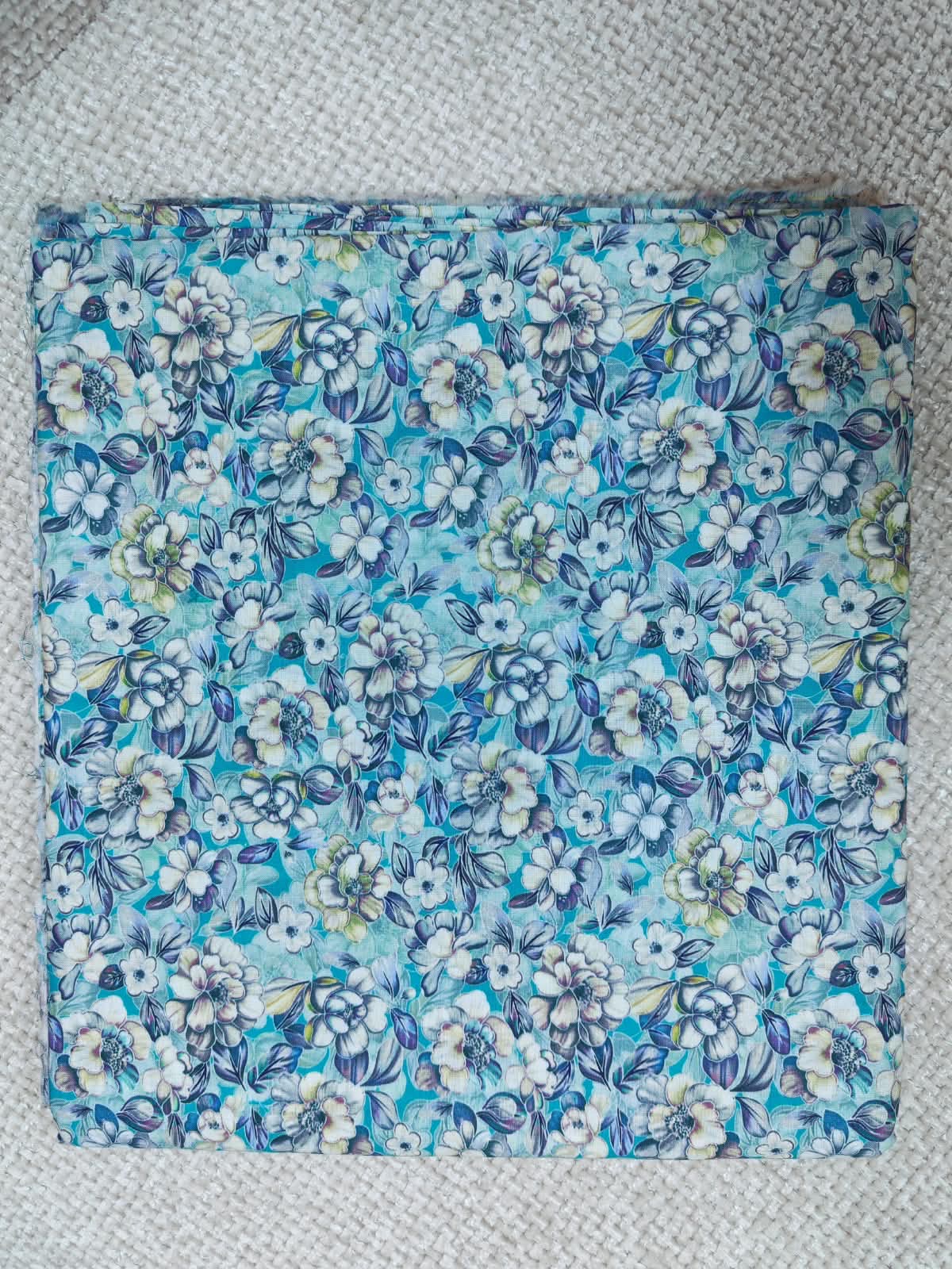 Teal Floral Cotton Fabric