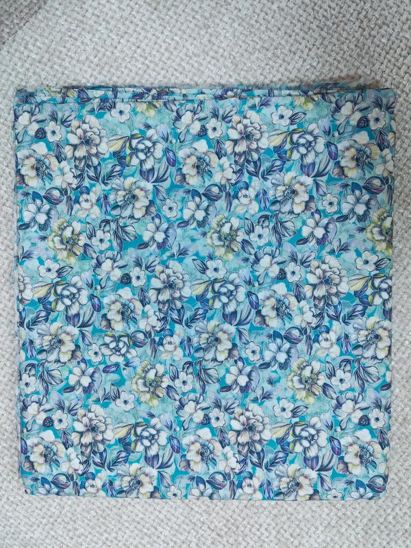 Teal Floral Cotton Fabric
