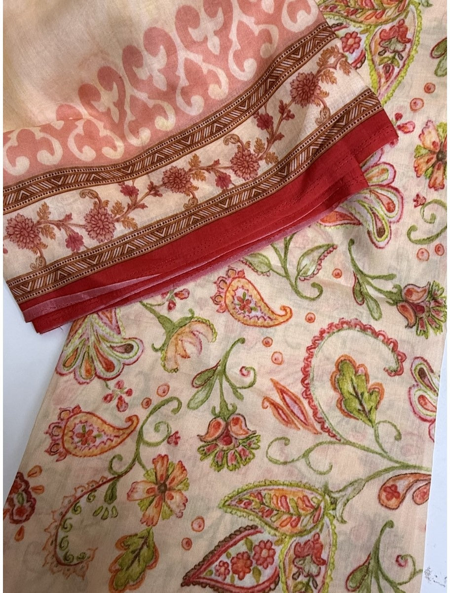 Cotton Jacquard Fabric – Peach Paisley Floral