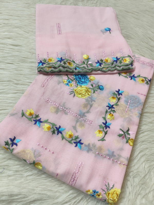 Veil Fabric – Blush Pink Floral Embroidery
