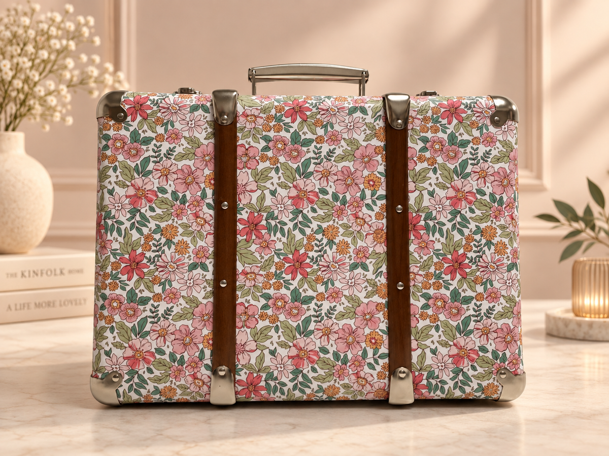 Pink Green Floral Fabric