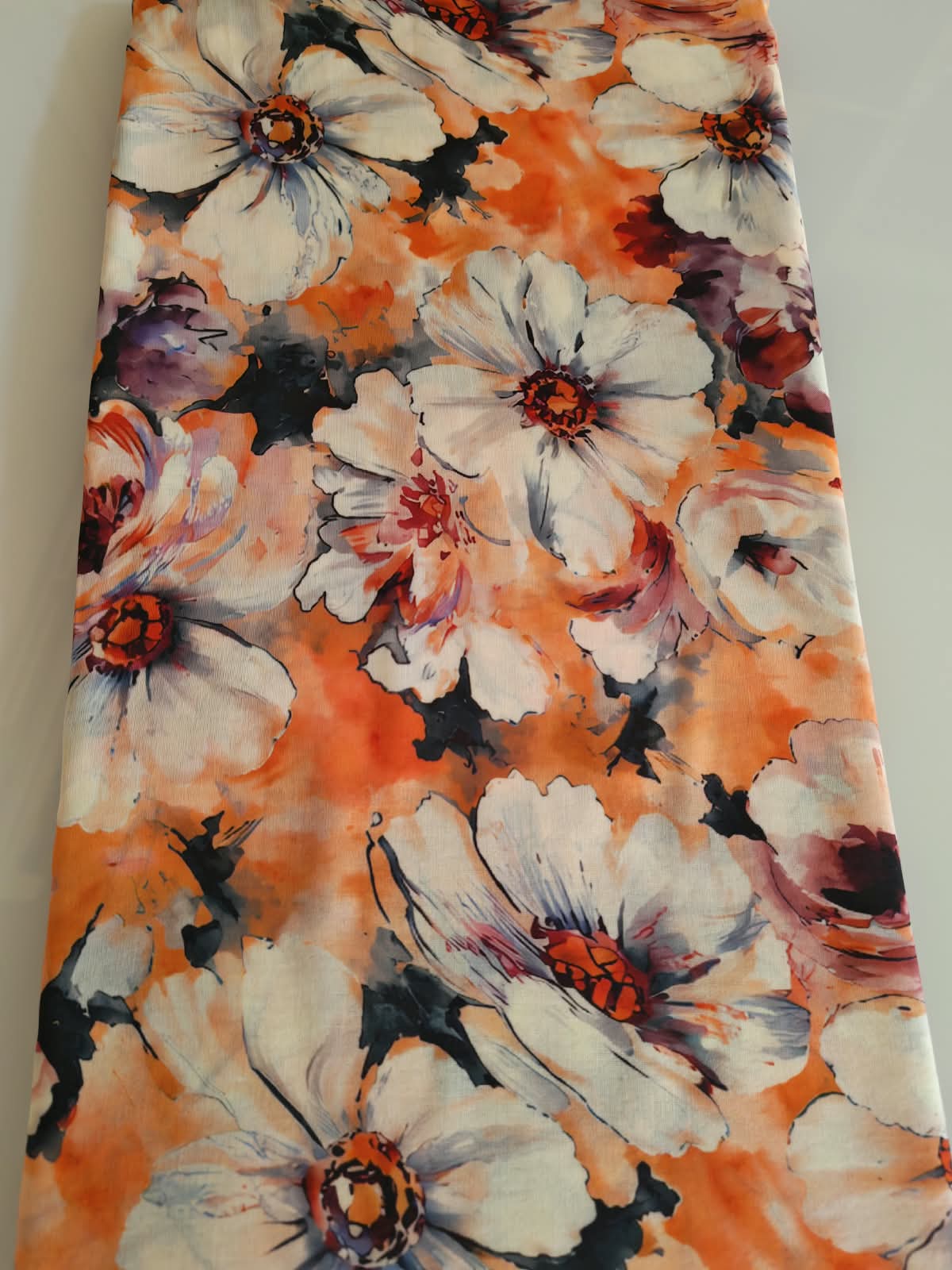 Orange Watercolor Daisy Fabric