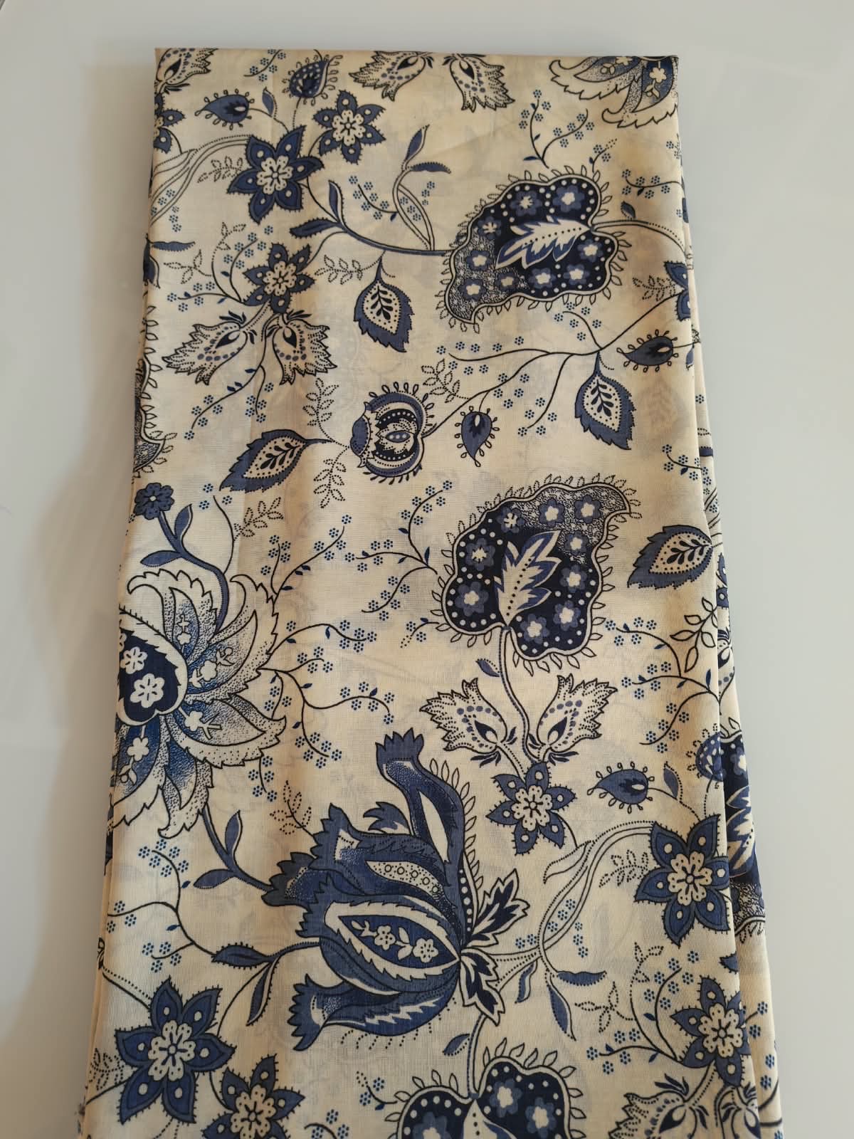 Navy Paisley Floral Fabric