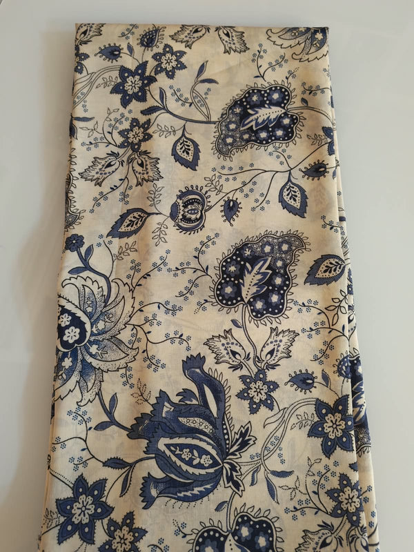 Navy Paisley Floral Fabric