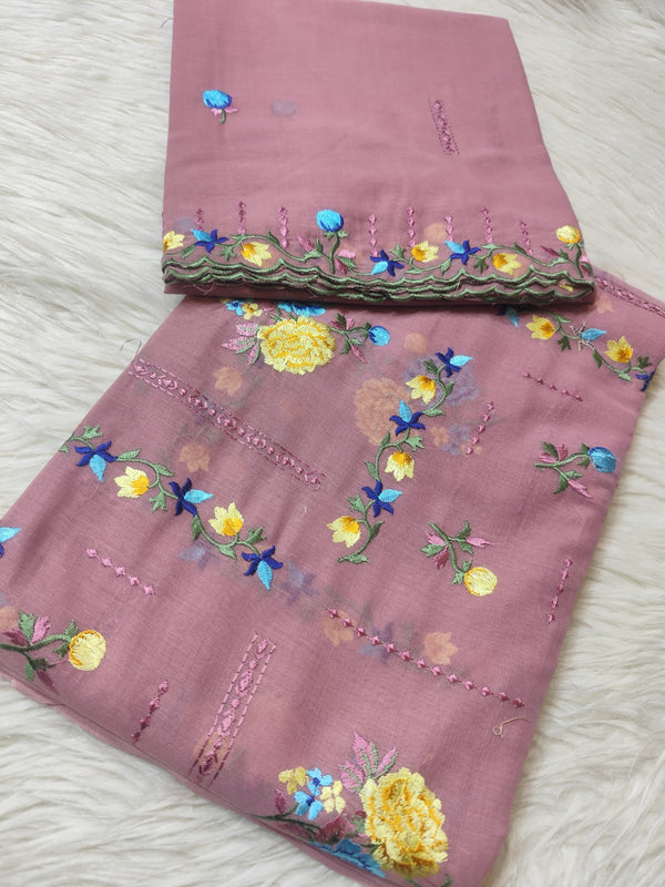 Veil Fabric – Mauve Floral Embroidery