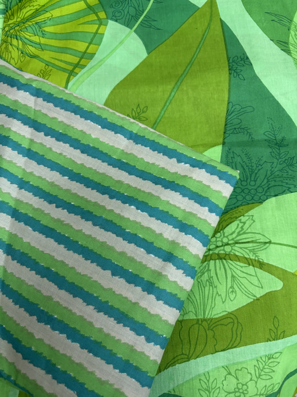 Cotton Jacquard Fabric – Green Tropical Leaf Print