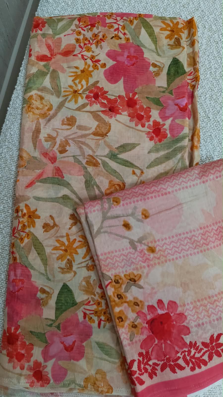 Silk Cotton Fabric – Peach Wildflower Print