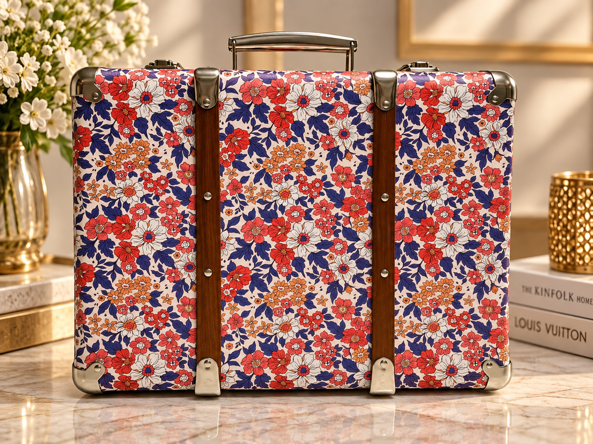 Red Blue White Liberty Floral Fabric