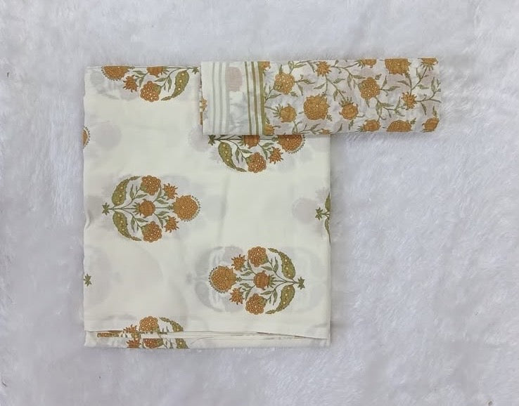 Cotton Jacquard Fabric – Cream Floral Medallion Print