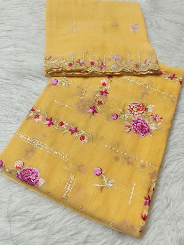 Veil Fabric – Yellow Floral Embroidery
