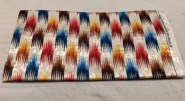 Beige Multicolor Ikat Silk Fabric