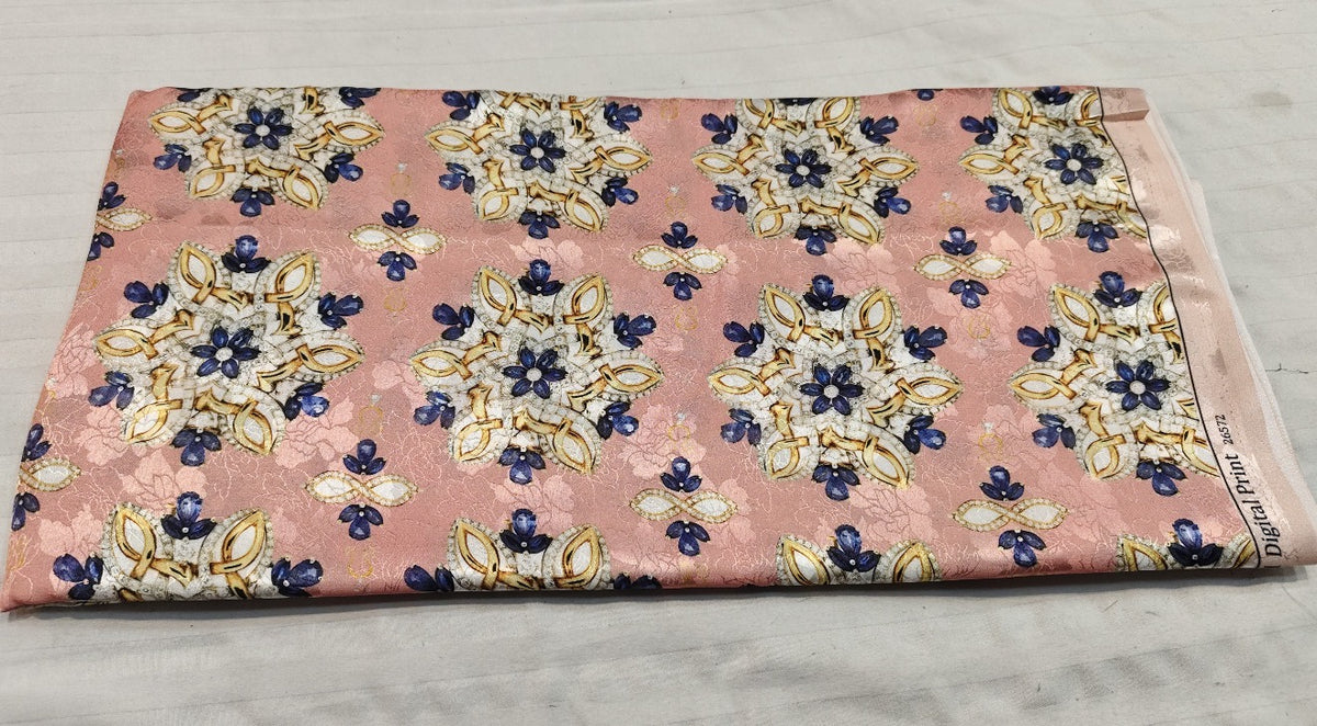 Pink Mandala Medallion Silk Fabric